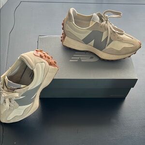 New Balance Beige and Gray Sneakers